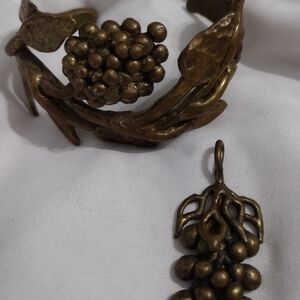Elegant Bronze Jewelry Set, Cuff Bracelet & Pendant. Chain Not Included See Pics